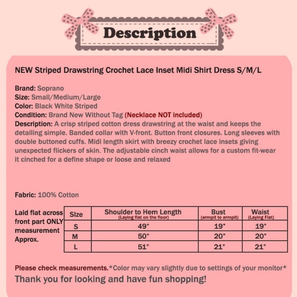 Stripe Cotton Drawstring Crochet Midi Shirt Dress - Picture 8 of 8